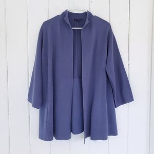 Eileen Fisher Periwinkle Knit Pleat Lapel Jacket
